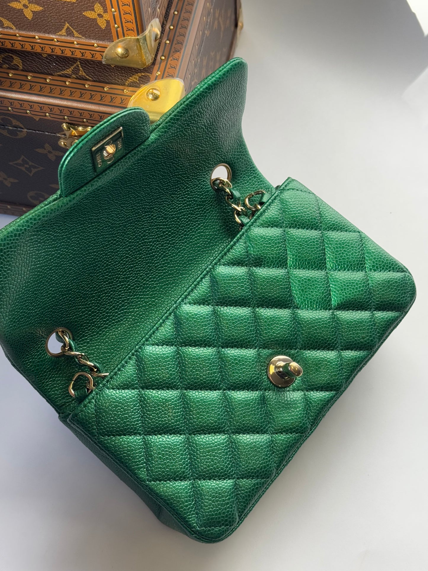 Chanel 18S Emerald Green Caviar Mini Flap Bag