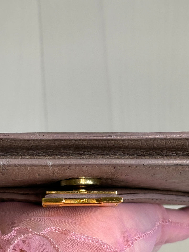 Hermes 1982 Ostrich Lydie 2 Ways Clutch Bag