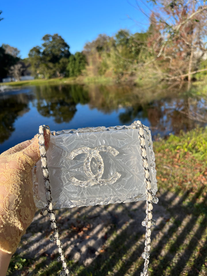 Chanel RARE Runway Acrylic Crystal CC Ice Cube Clutch