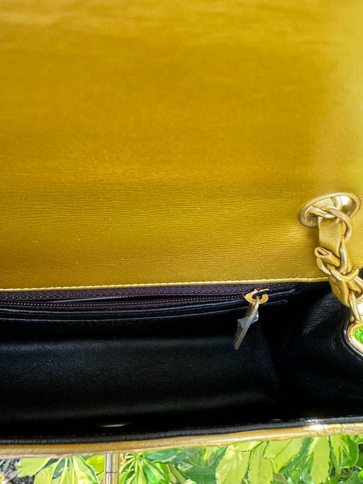 Chanel Gold Croc Embossed Mini Rectangular Flap Bag