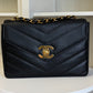 CHANEL VINTAGE BLACK CAVIAR CHEVRON JUMBO FLAP