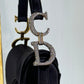 Rare Dior Black Satin Crystal Mini Saddle