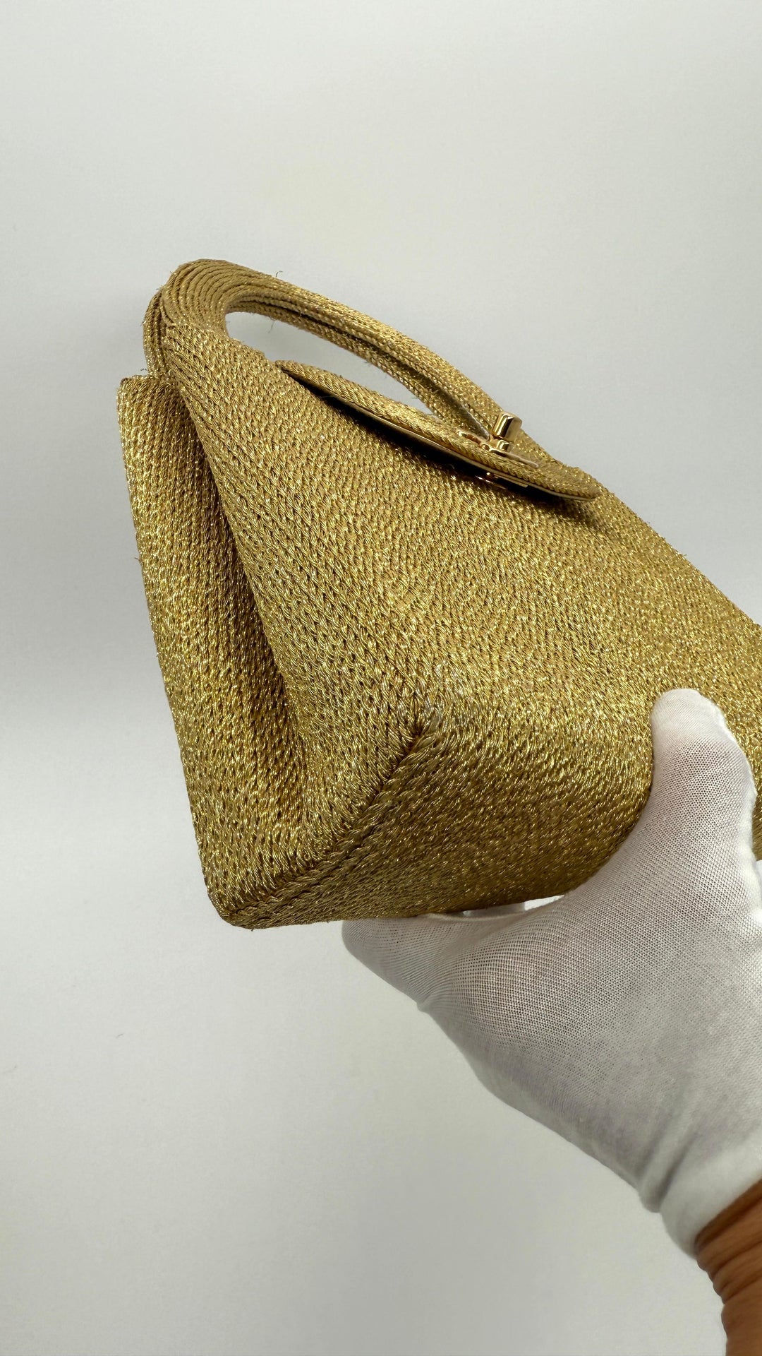 Chanel RARE 1998 Gold Silk Woven Small Kelly