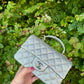 Chanel 21S Mini Metallic Silver Caviar Top Handle