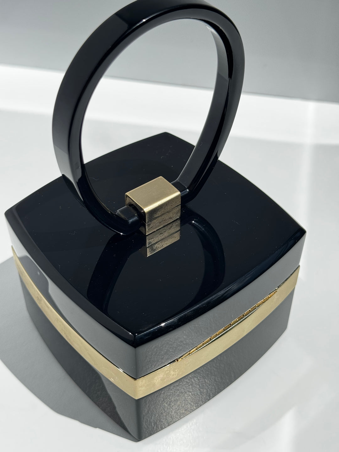 Chanel Lucite Box Mini Handbag Black Gold Hardware 2004