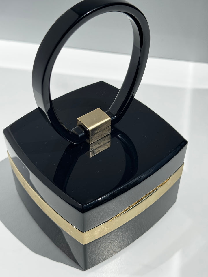 Chanel Lucite Box Mini Handbag Black Gold Hardware 2004