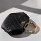 Chanel Black Lambskin Quilted Pearl Clutch