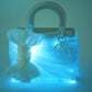 2023 Lady Dior Small White LED Twill Embellished Bag