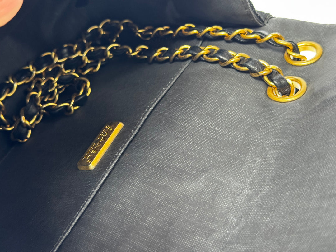 Chanel 18C Black Ancient Greece Raffia Crochet Flap Bag