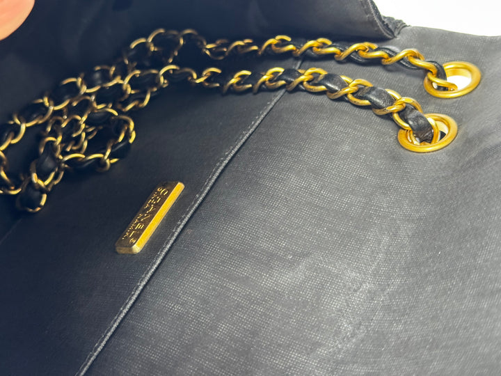 Chanel 18C Black Ancient Greece Raffia Crochet Flap Bag