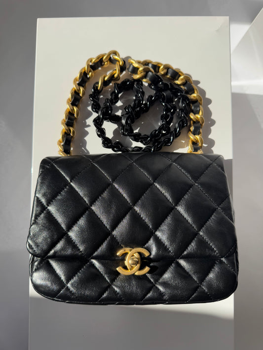 Chanel Lacquered Metal Small CC Lambskin Flap Bag