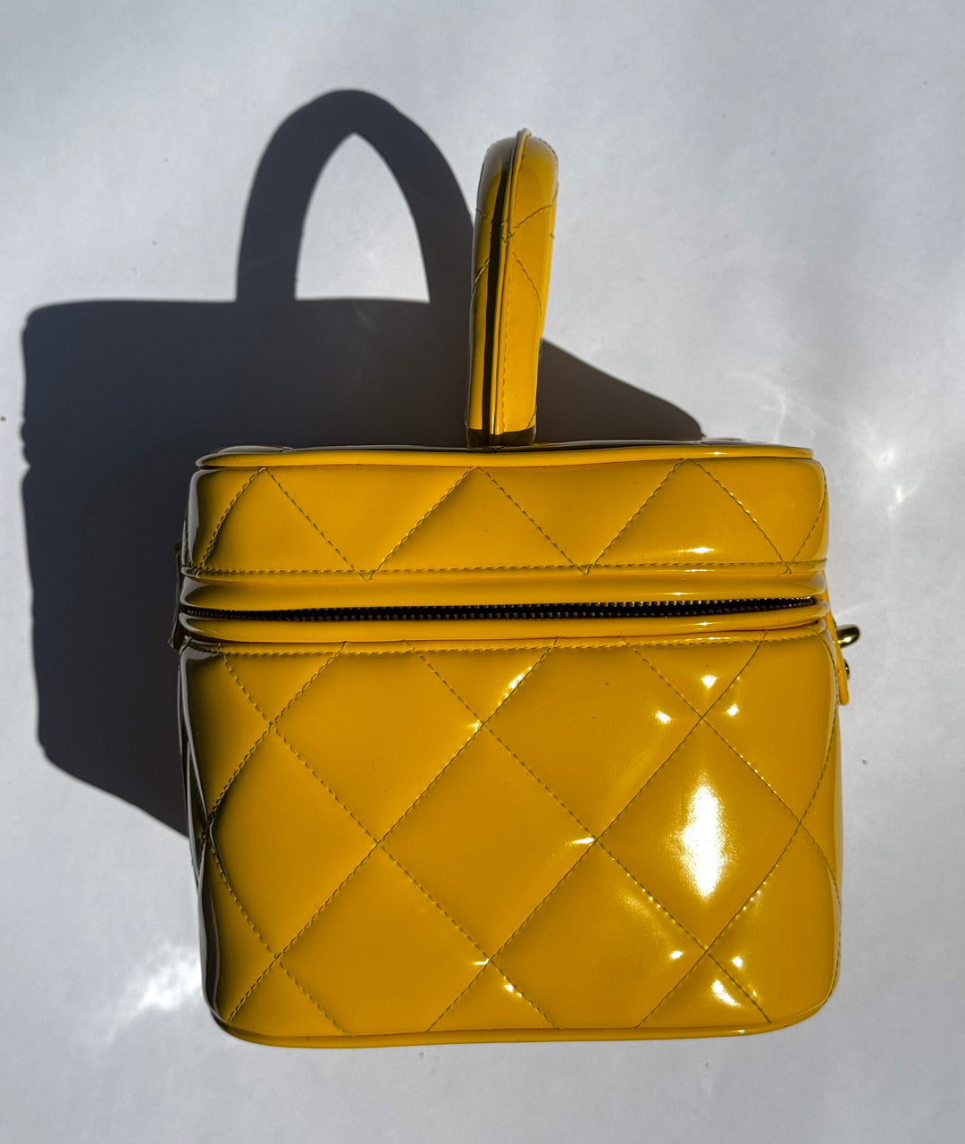 Chanel 1995 Yellow Heart Mirror Vanity Bag