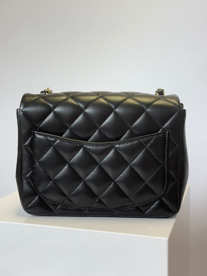Chanel 2024 Black Mini Lambskin Square Flap Bag