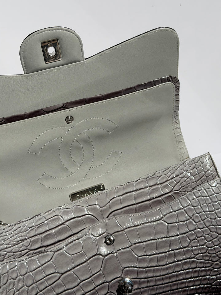 Chanel Jumbo Flap Grey & Black Ombre Alligator Silver Hardware 2015