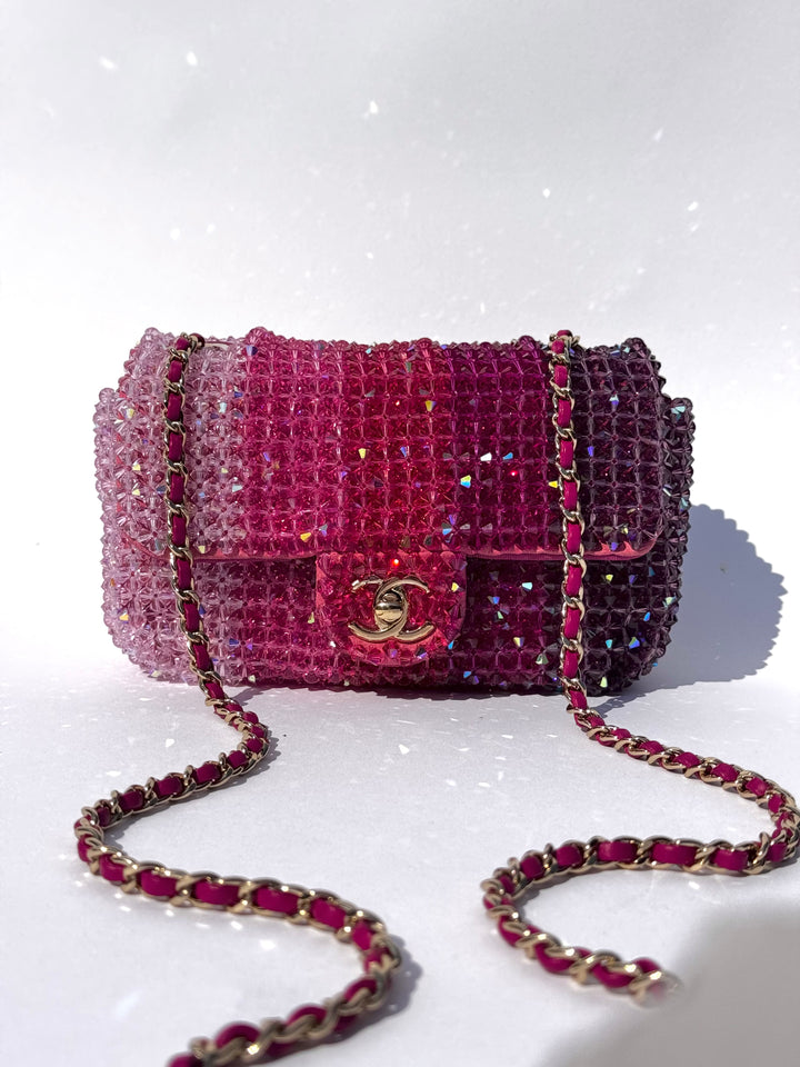 Chanel Pink Ombre Crystal Mini Flap