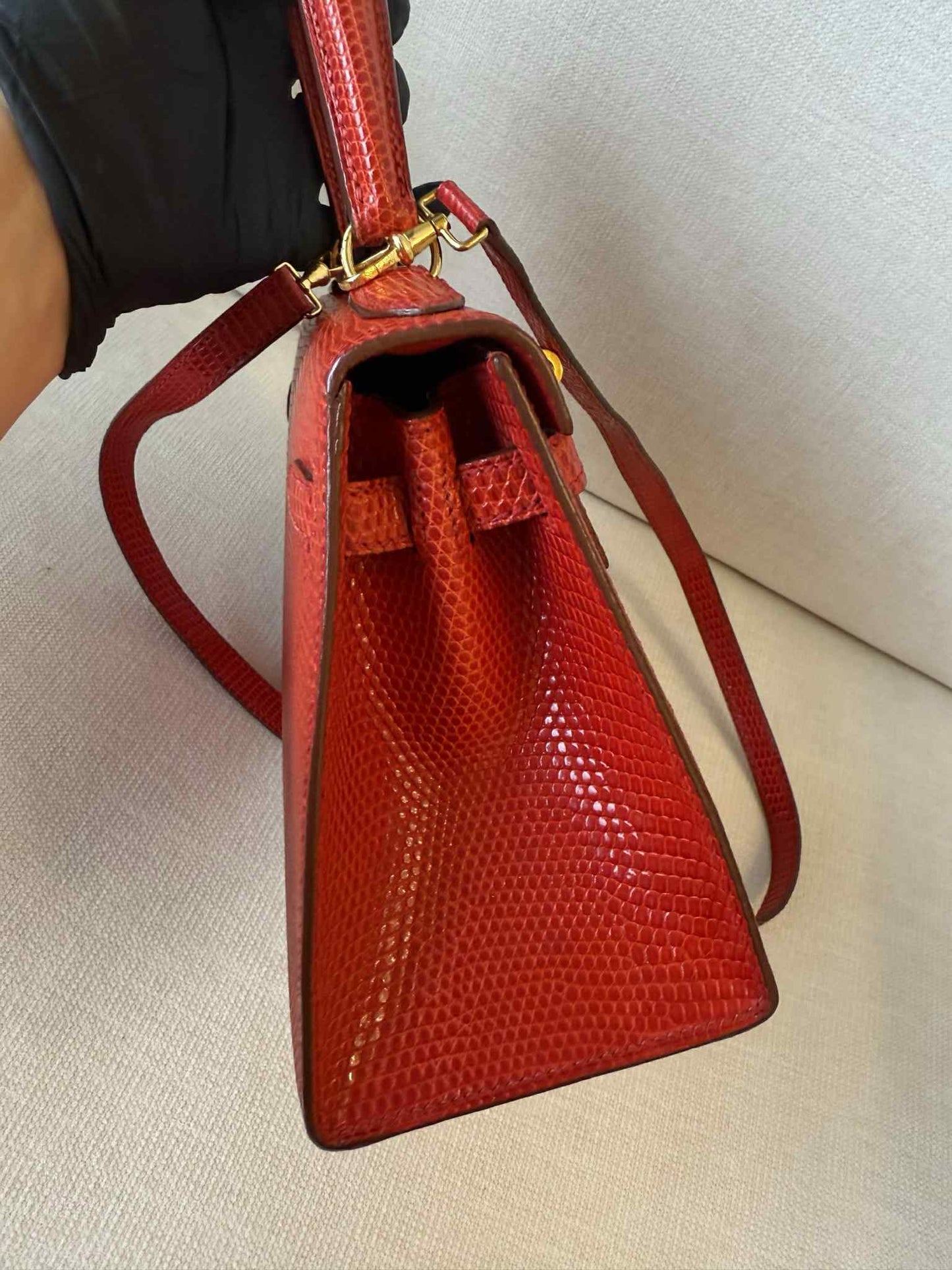 Hermes Vintage Red Lizard Kelly Sellier 20