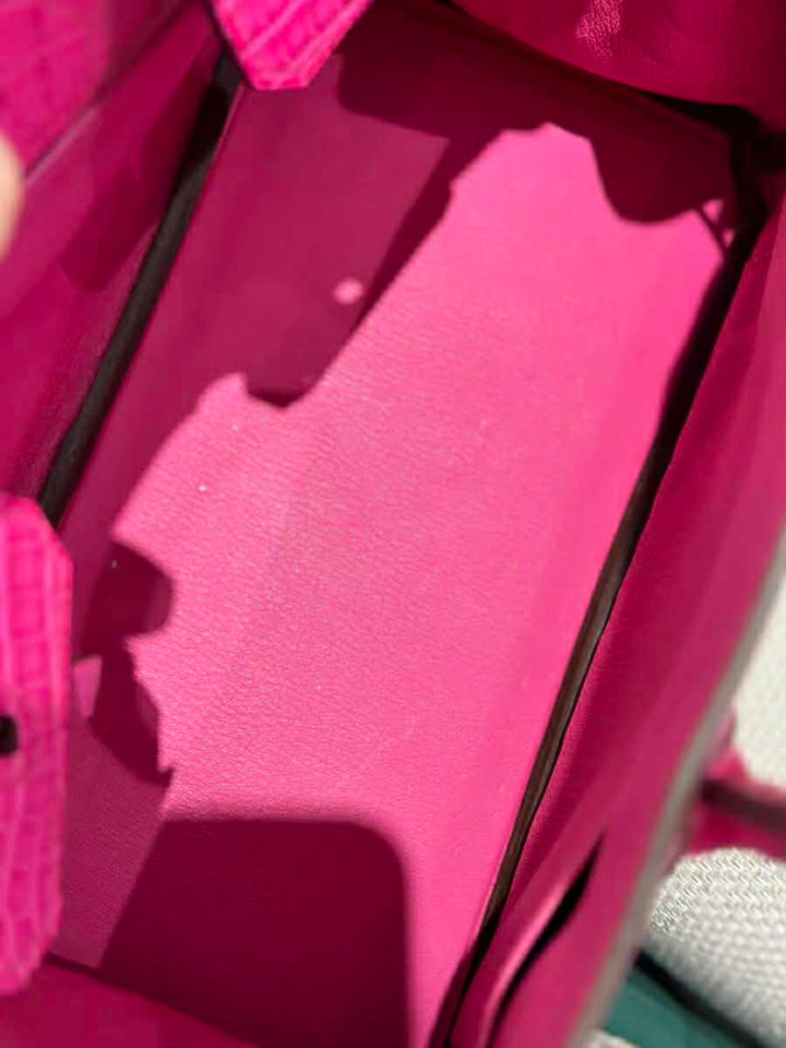 Hermès Birkin 25 Matte Alligator Rose Shocking Palladium Hardware