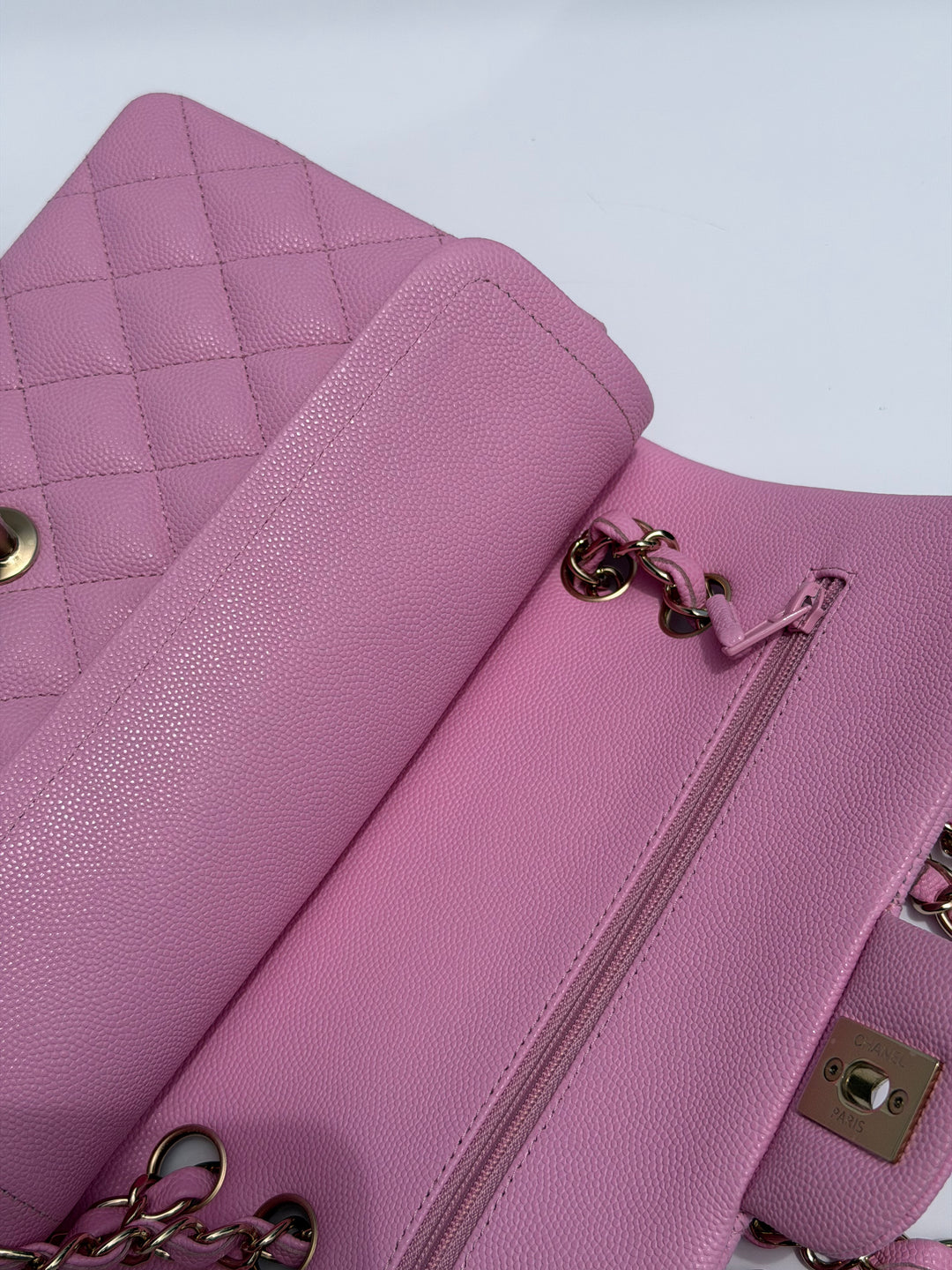 Chanel Small Classic Double Flap Caviar Pink Light Gold Hardware 2023