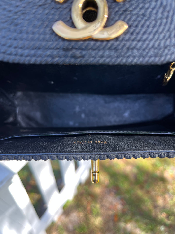 Chanel Vintage Medium Black Rope Kelly Top Handle