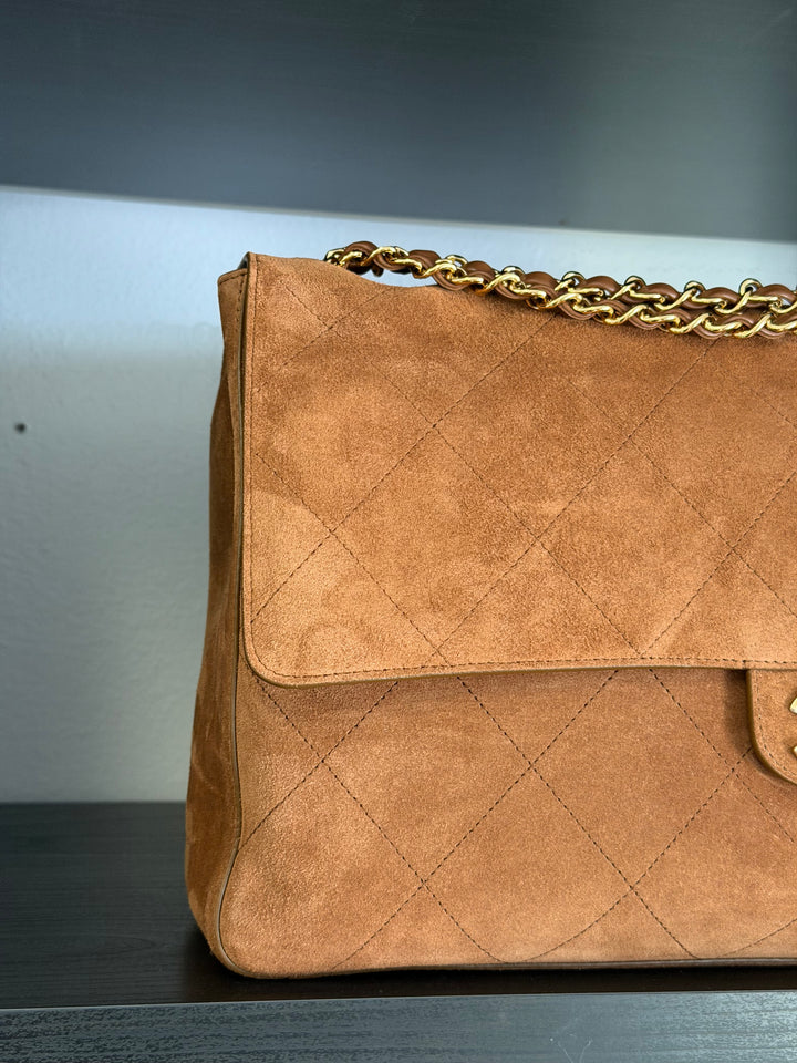 Chanel Maxi Flap Souplissimo Suede Calfskin Camel Gold Hardware 2026