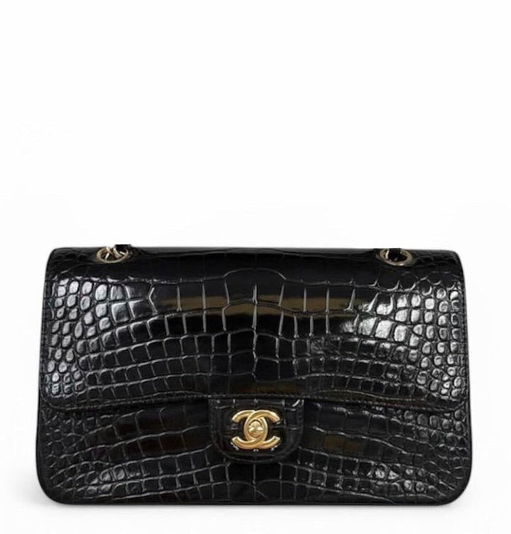 Chanel Medium Classic Flap Bag Alligator Black Gold Hardware 2019
