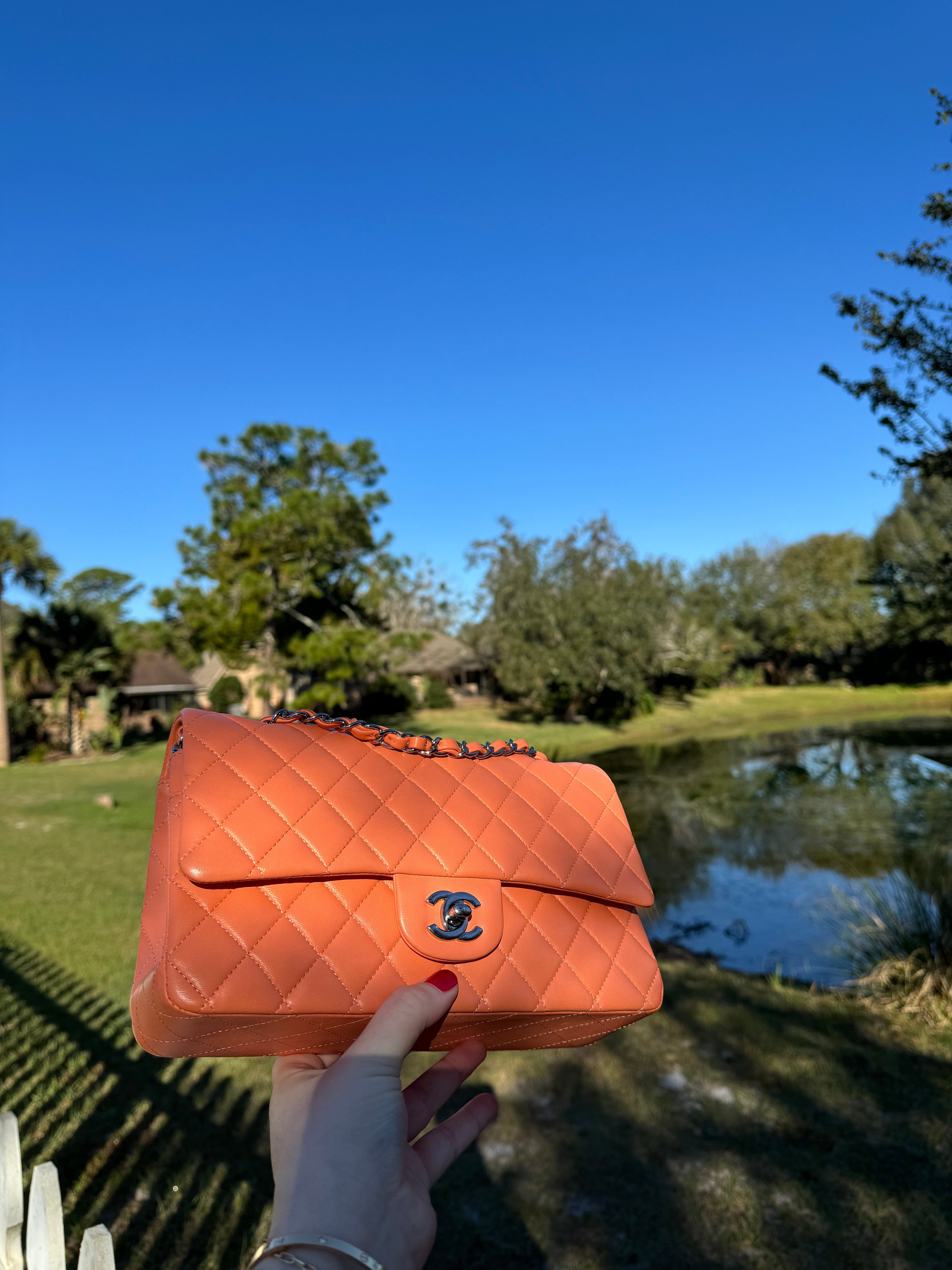 Chanel 21S Orange Neon Lambskin Medium Flap Bag – Its A Luv Story