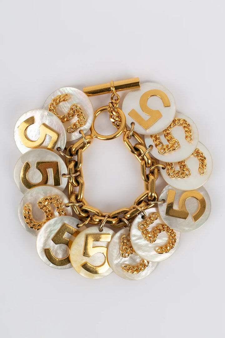 Chanel Vintage Mother of Pearl N°5 Charm Bracelet