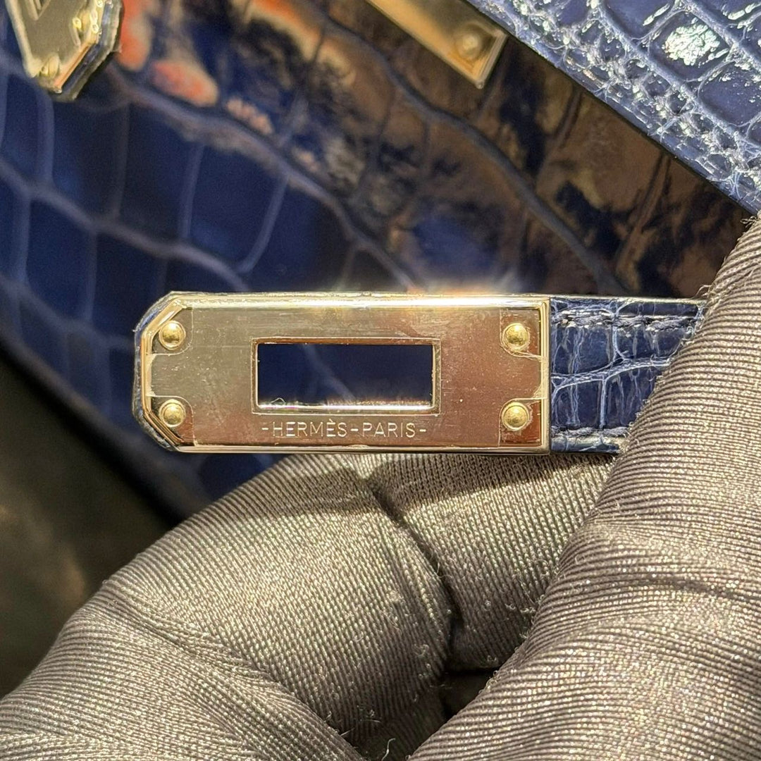Hermès Mini Kelly 20 Niloticus Crocodile Bleu Saphir Palladium Hardware