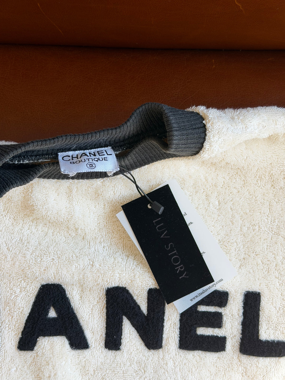 Chanel 1992 Runway Terrycloth Ivory Sweater