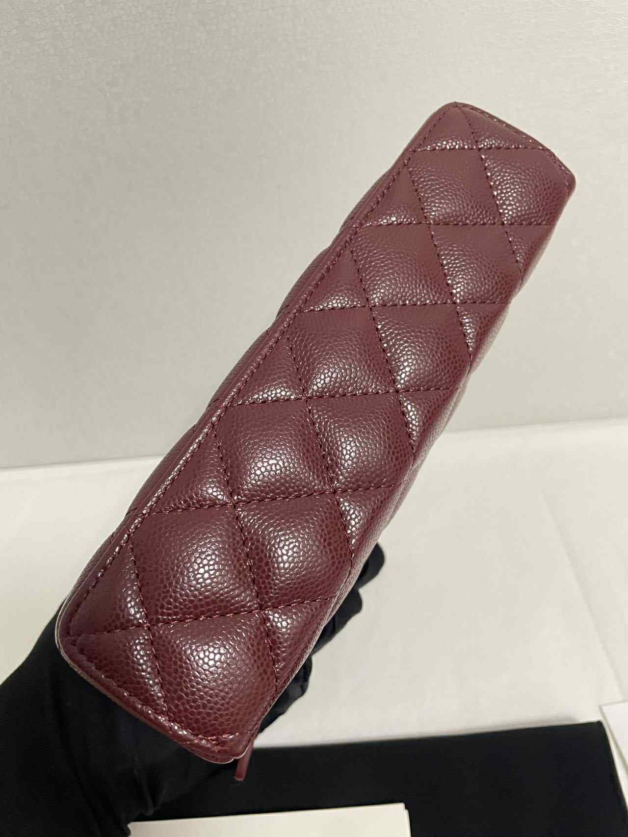 Chanel 25B Burgundy Caviar Slim Vanity Bag