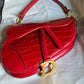 Christian Dior Medium Red Alligator Saddle