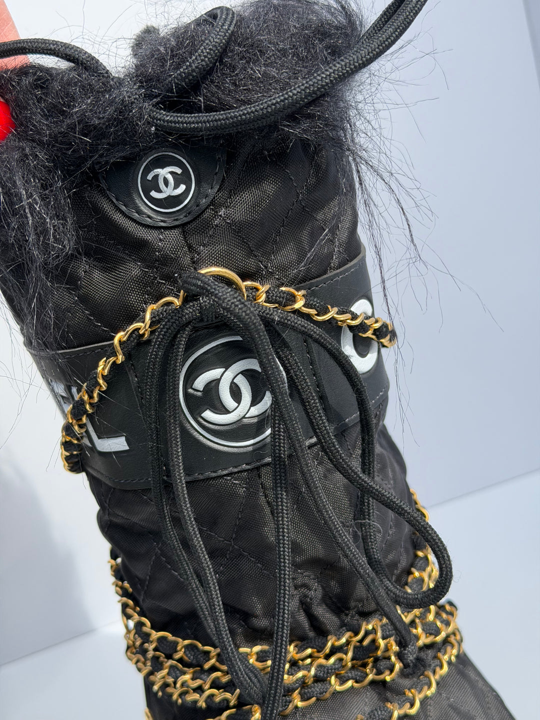 Chanel Apres Ski Moon Boots Black White 1993