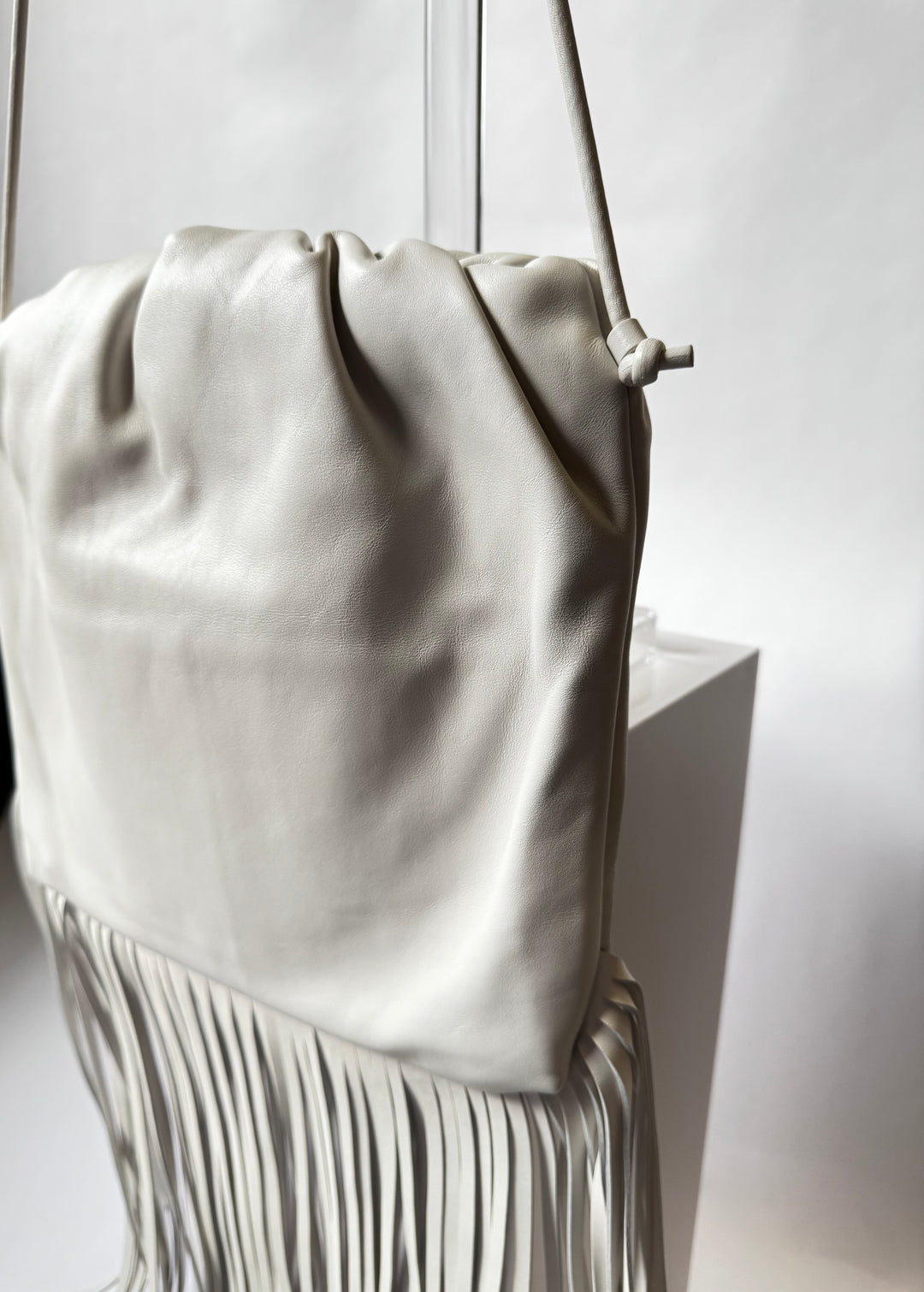 Bottega Veneta White Nappa Fringe Shoulder Bag