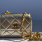 Chanel 1994 Vintage Metallic Gold Extra Mini Flap Bag