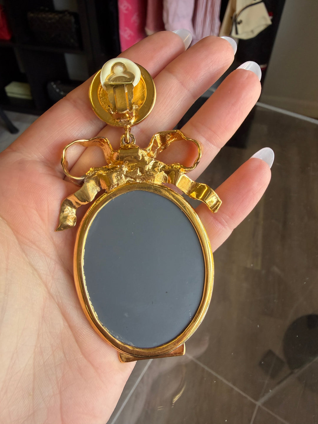 Chanel Mirror Drop Earrings Gold Plated 1990–2000