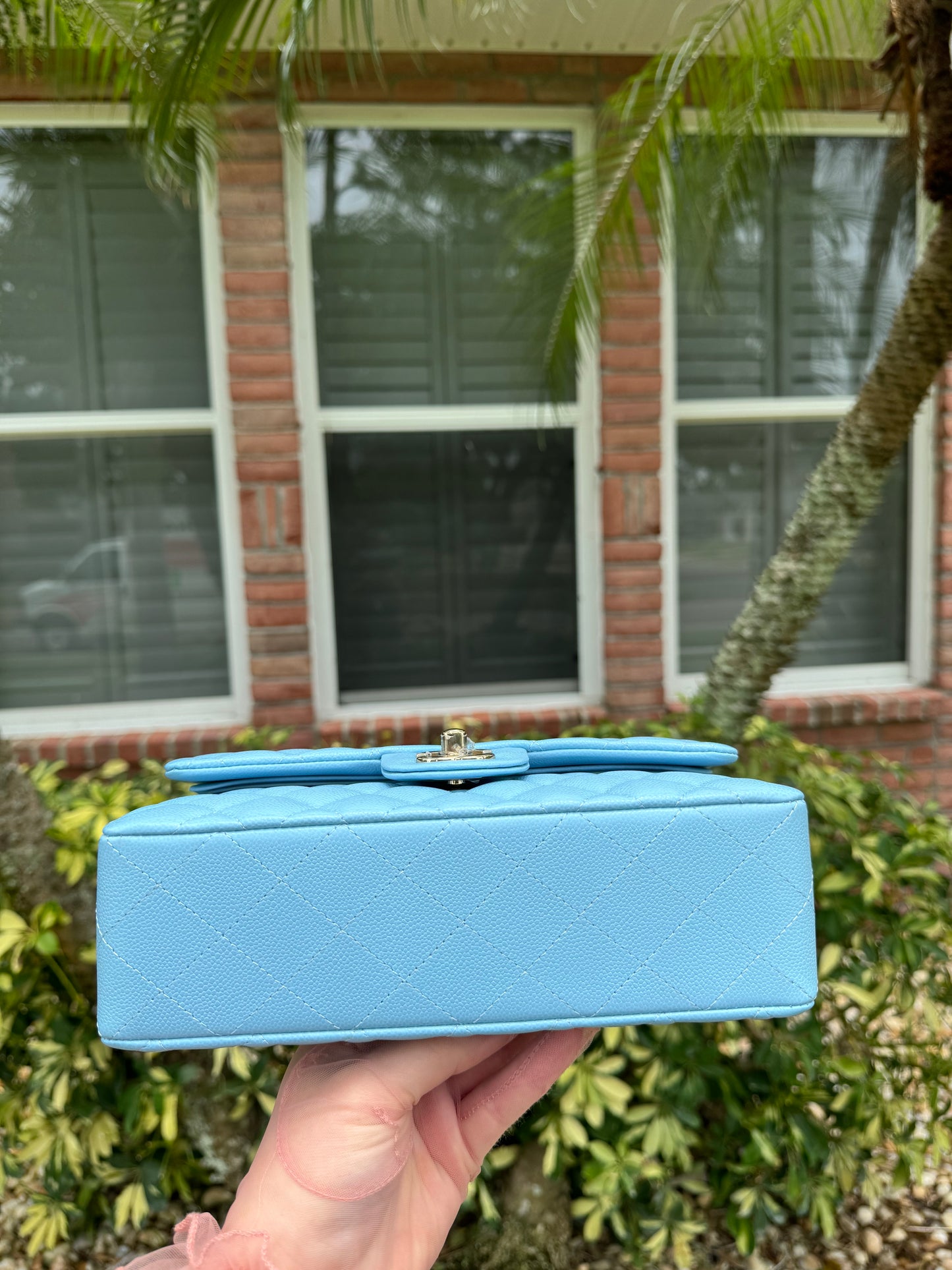 Chanel 23A Small Caviar Sky Blue Double Flap