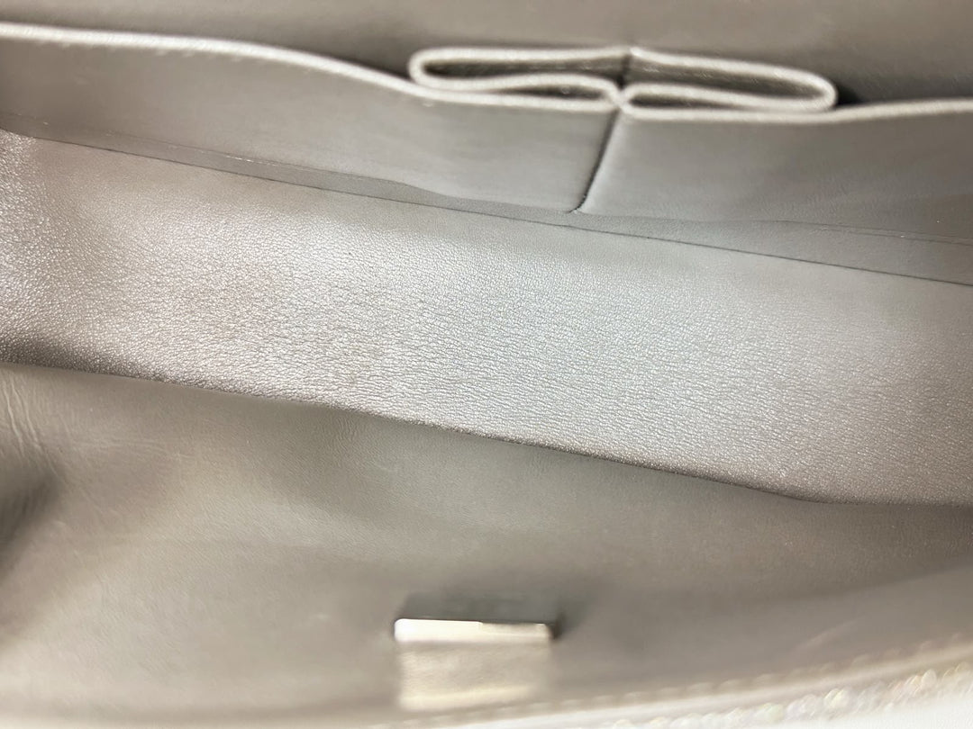 Chanel 21K Medium Flap Bag Silver Metallic Caviar Leather Silver Tone Hardware 2021