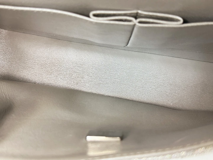 Chanel 21K Medium Flap Bag Silver Metallic Caviar Leather Silver Tone Hardware 2021