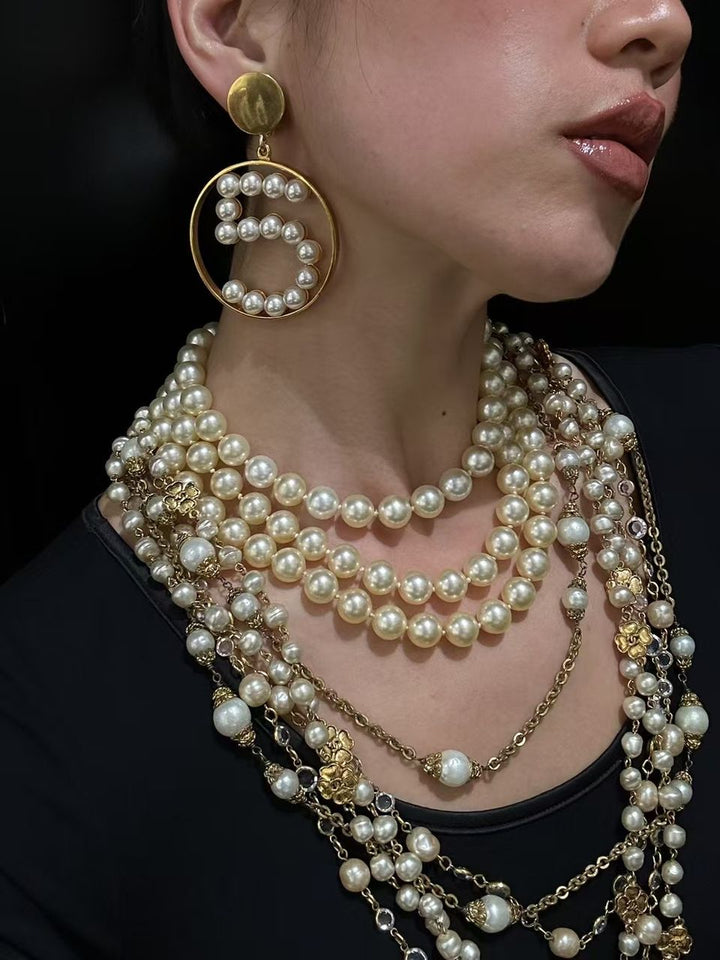 Chanel 1980s Iconic N°5 Faux Pearl Clip Earrings