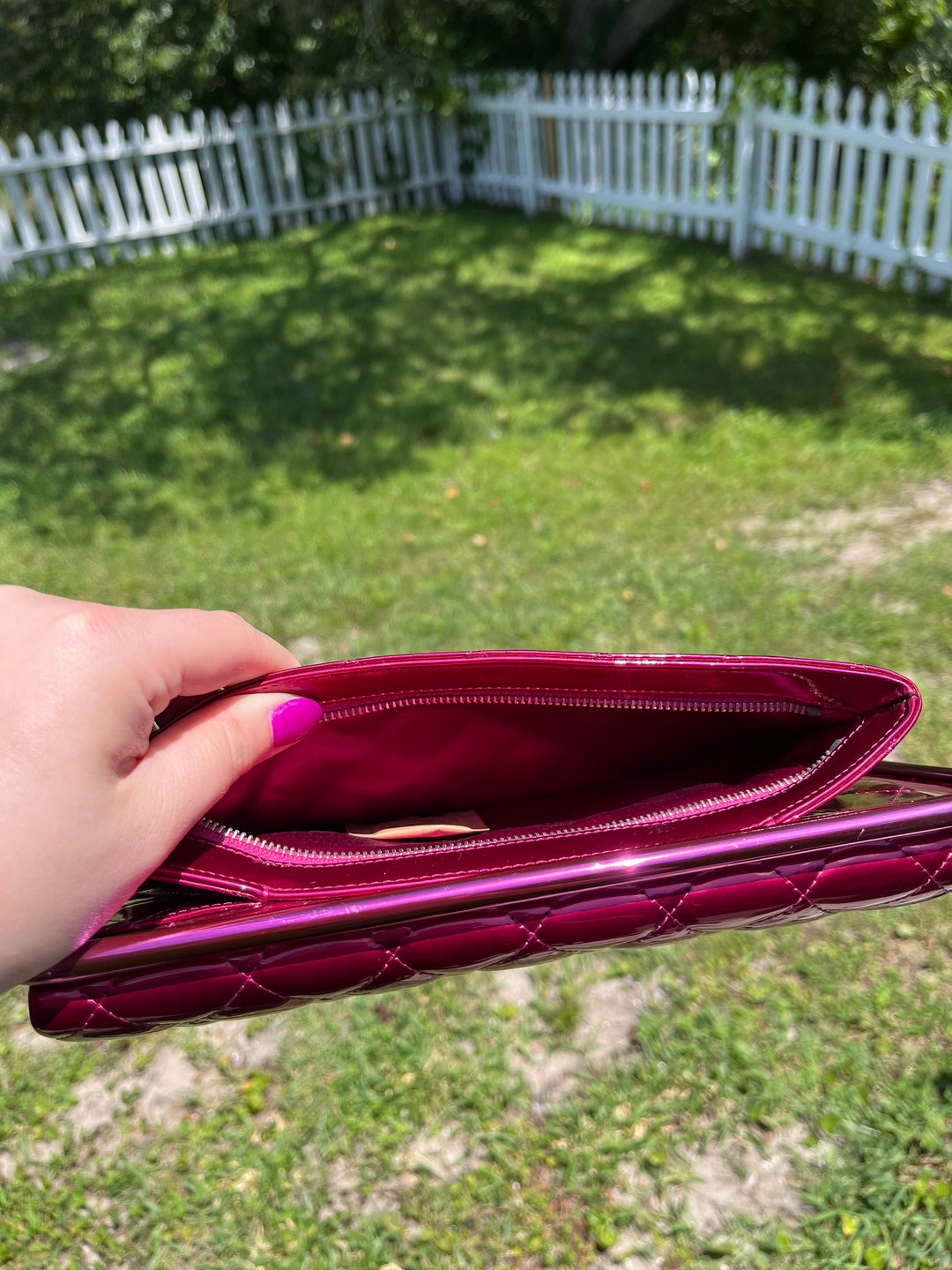 Chanel Classic Flap Patent Metallic Frame Clutch