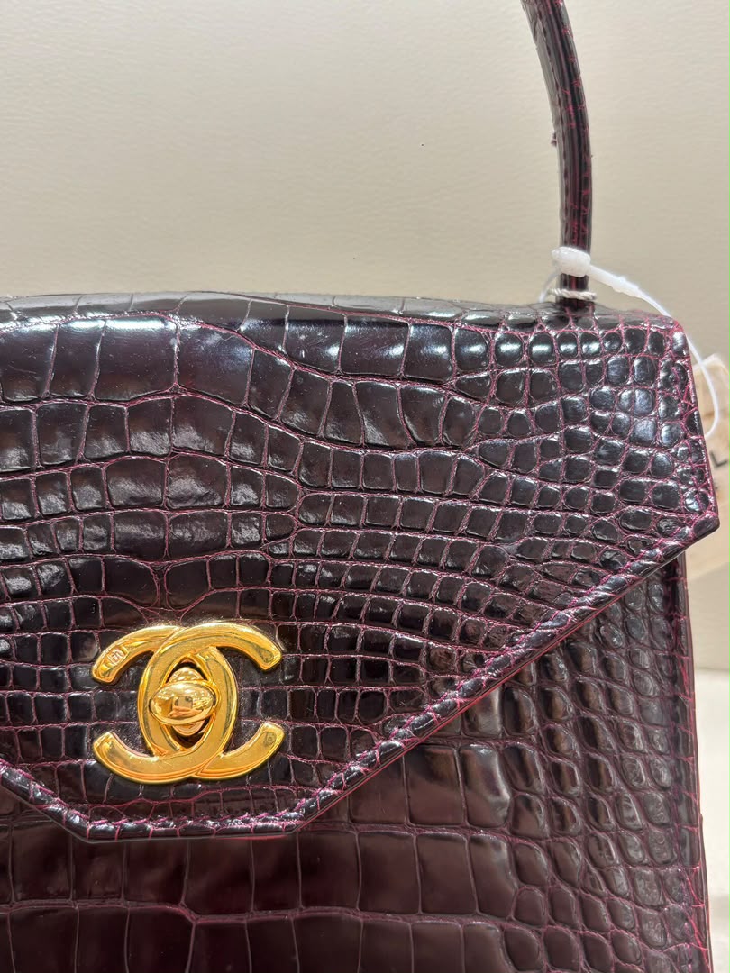 Chanel Mini Kelly Top Handle Bag Bordeaux Alligator 24K Gold-Plated Hardware 1997
