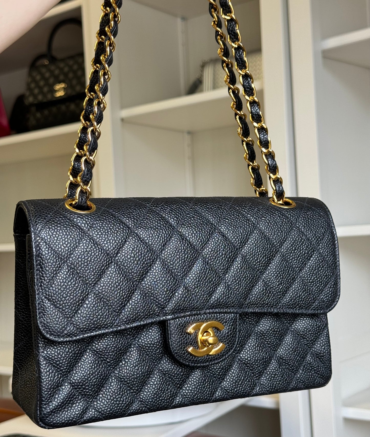 Chanel 6 Series Black Small Vintage Caviar Classic Flap Bag