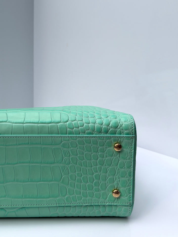 Chanel Small Shopping Bag Crocodile Embossed Calfskin Green 2026