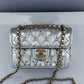 Chanel Silver Metallic Mini Braided Calfskin Flap Bag