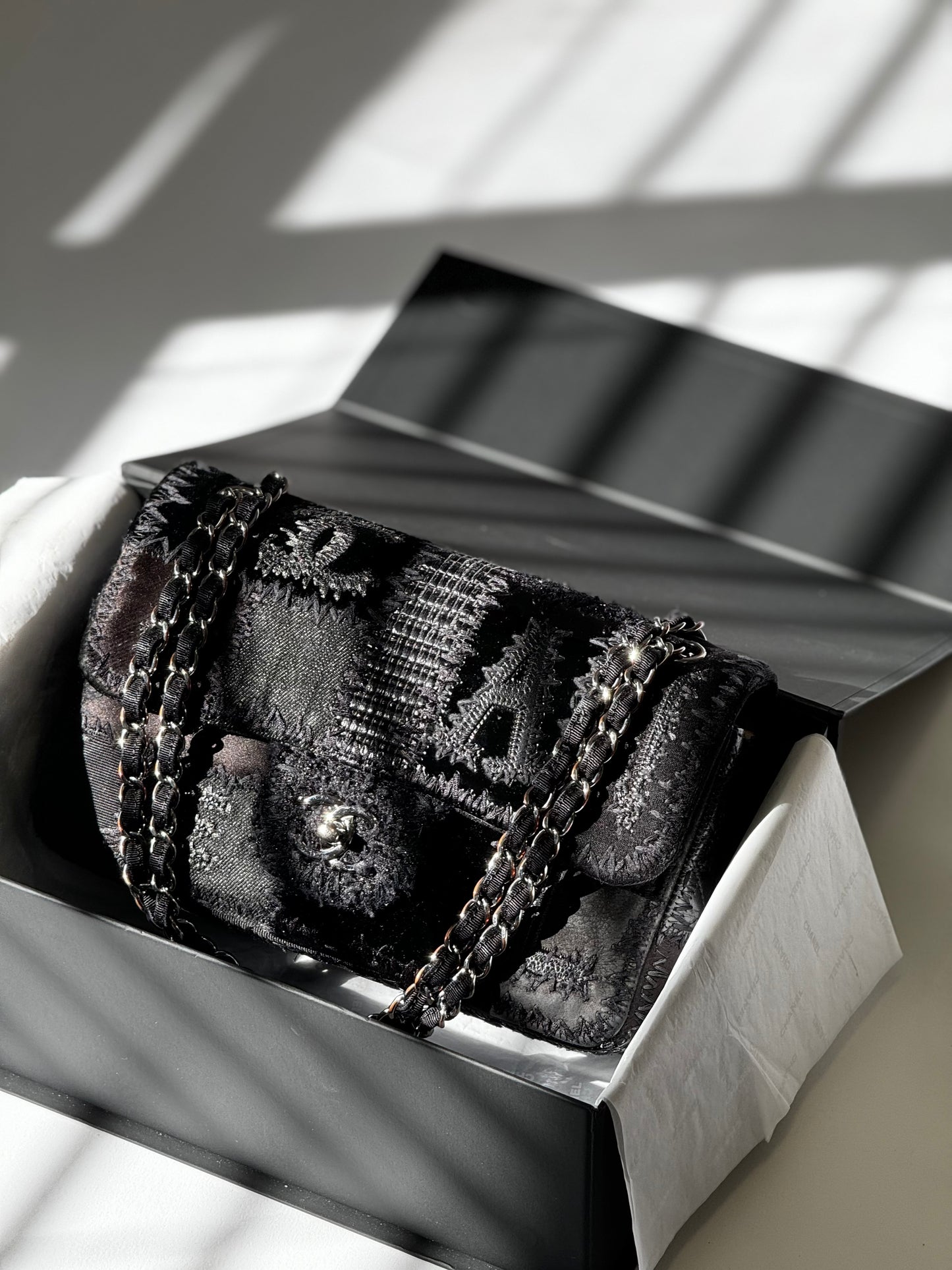 Chanel Black Patchwork Medium Single Flap Bag