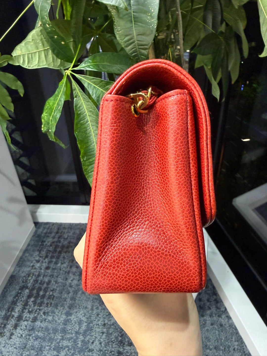 Chanel Small Diana Flap Bag Caviar Red 24K Plated Gold Hardware 1994