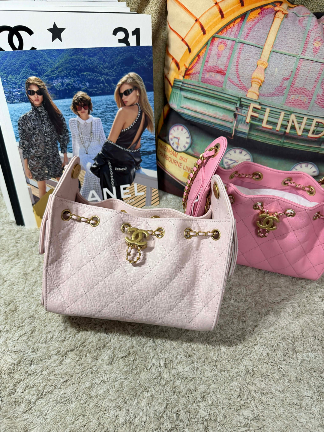 Chanel Mini 25 Hobo Bag Caviar Leather Mauve Pink Antique Gold Hardware 2026