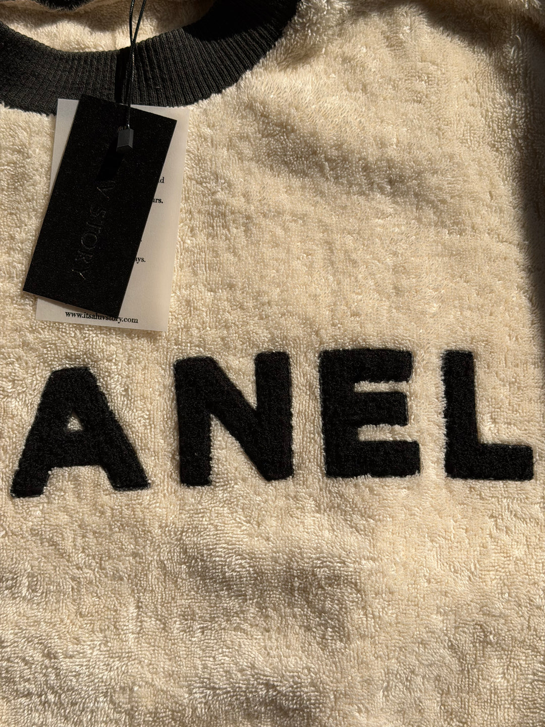 Chanel 1992 Runway Terrycloth Ivory Sweater