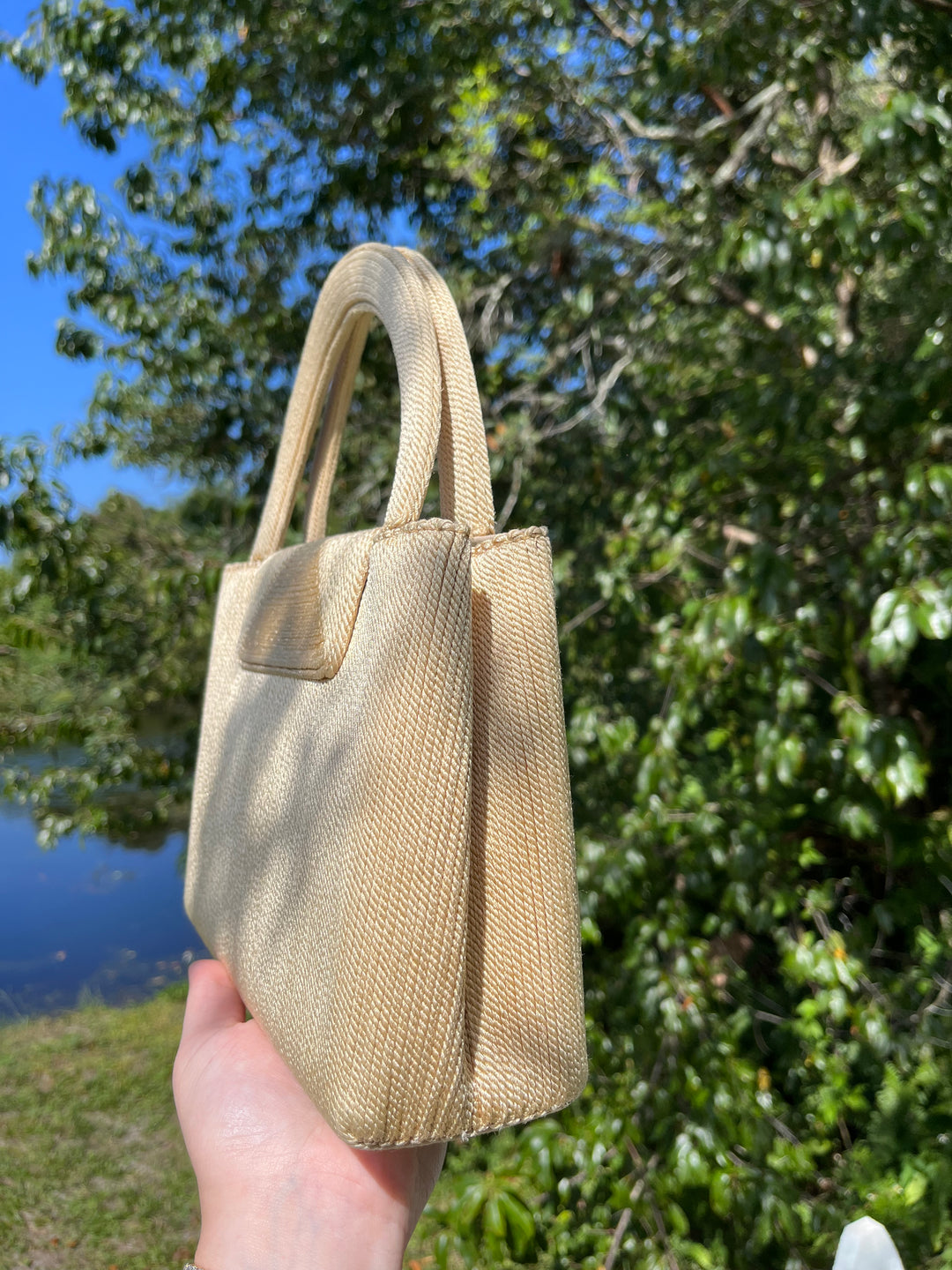 Chanel Vintage Medium Tan Rope Kelly Top Handle