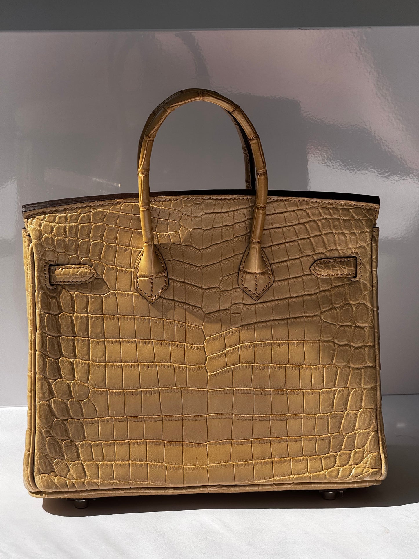 Hermes Matte Crocodile Poussiere Birkin 25 PHW